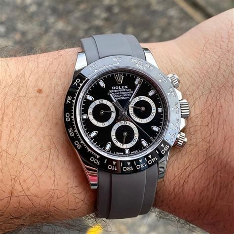 rolex daytona black rubber strap replica|rolex daytona vintage leather strap.